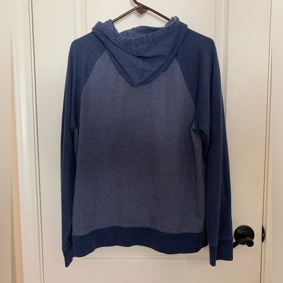 Express Men’s Blue White Thin Horizontal Striped Hoodie Sweater- Size Large - Picture 2 of 5